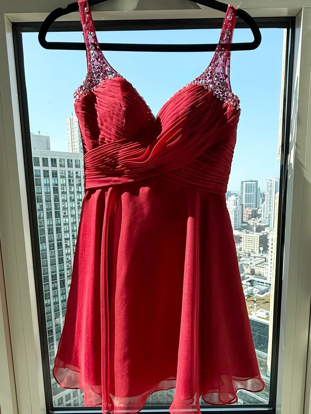 Alyce Paris Fit & Flare Homecoming Dress Ruched Top Sheer Chiffon w/Sequins - 0